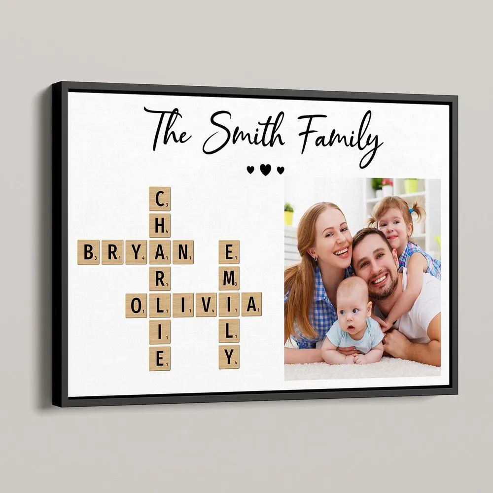 Custom Photo Family Make Your Own Crossword - Personalized Canvas - Gift For Family Members, Mom and Dad