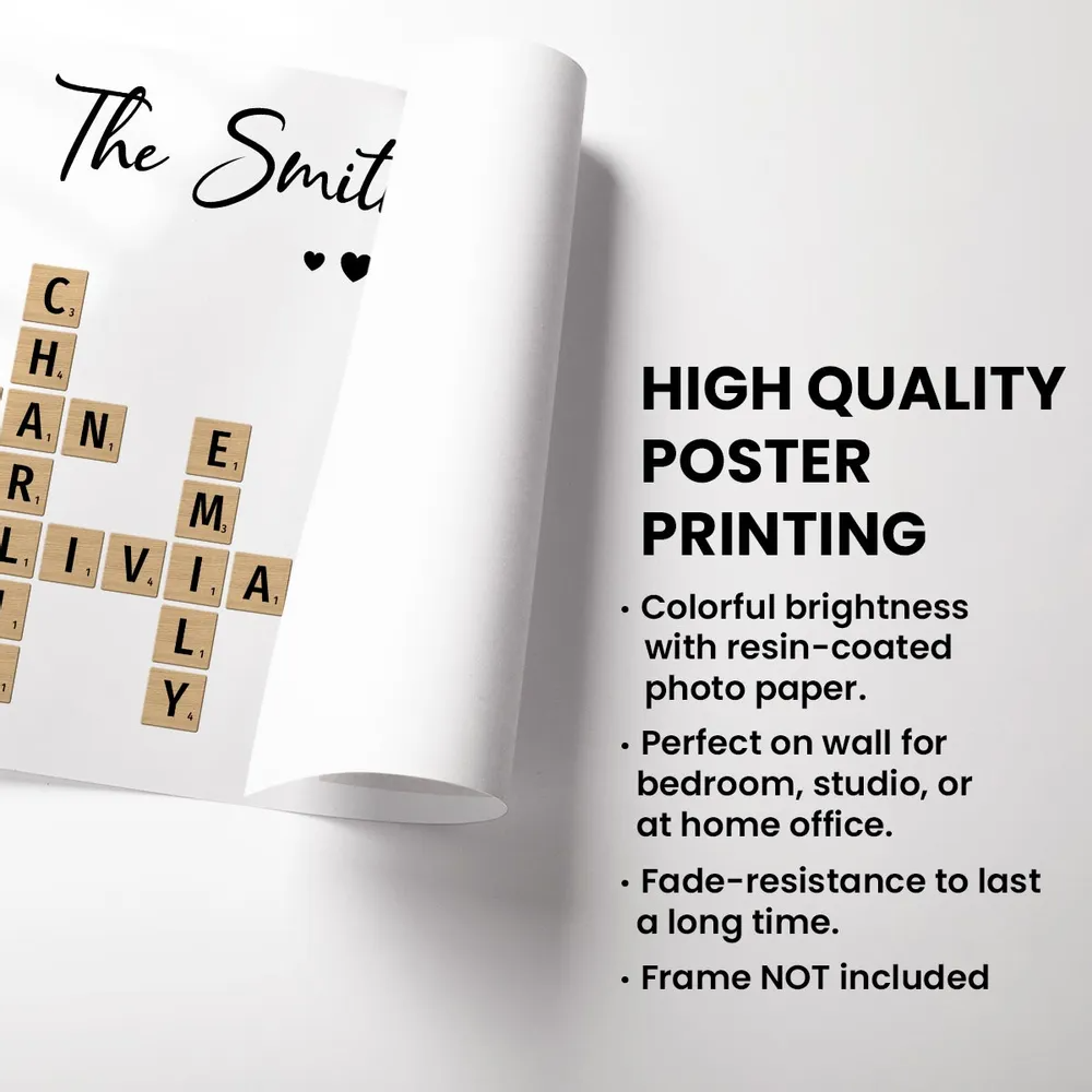 Custom Photo Family Make Your Own Crossword - Personalized Canvas - Gift For Family Members, Mom and Dad