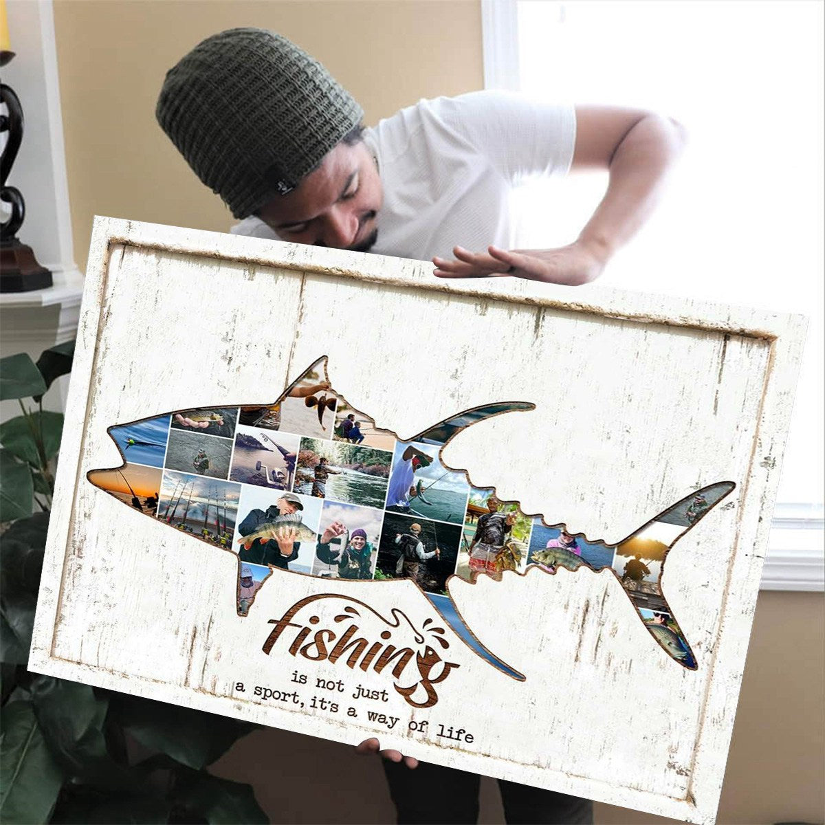 Custom Photo Fishing - Personalized Canvas - Gift For Fisher, Fisherman, Fishing Lovers