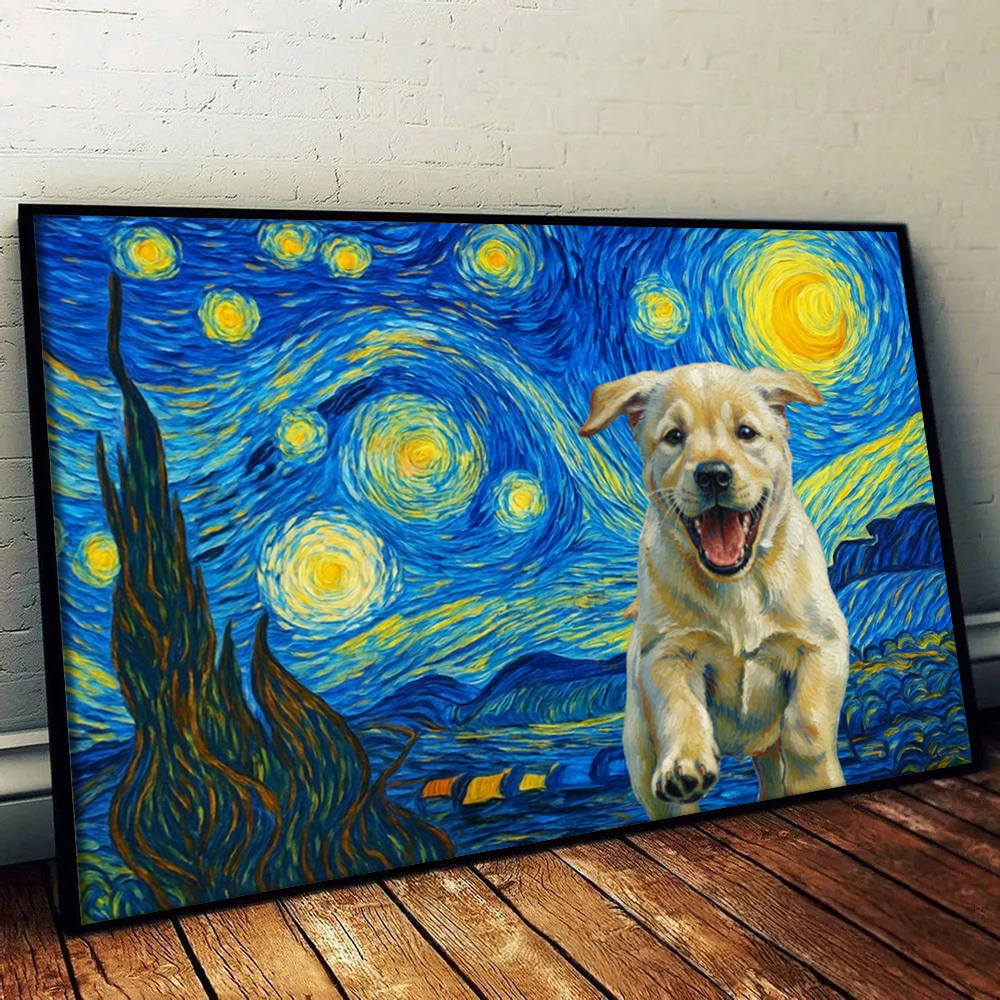 Custom Photo Starry Night Dog Cat Pet - Personalized Canvas Prints - Gift for Dog/Cat Lovers, Dog/Cat Mom, Pet Lovers