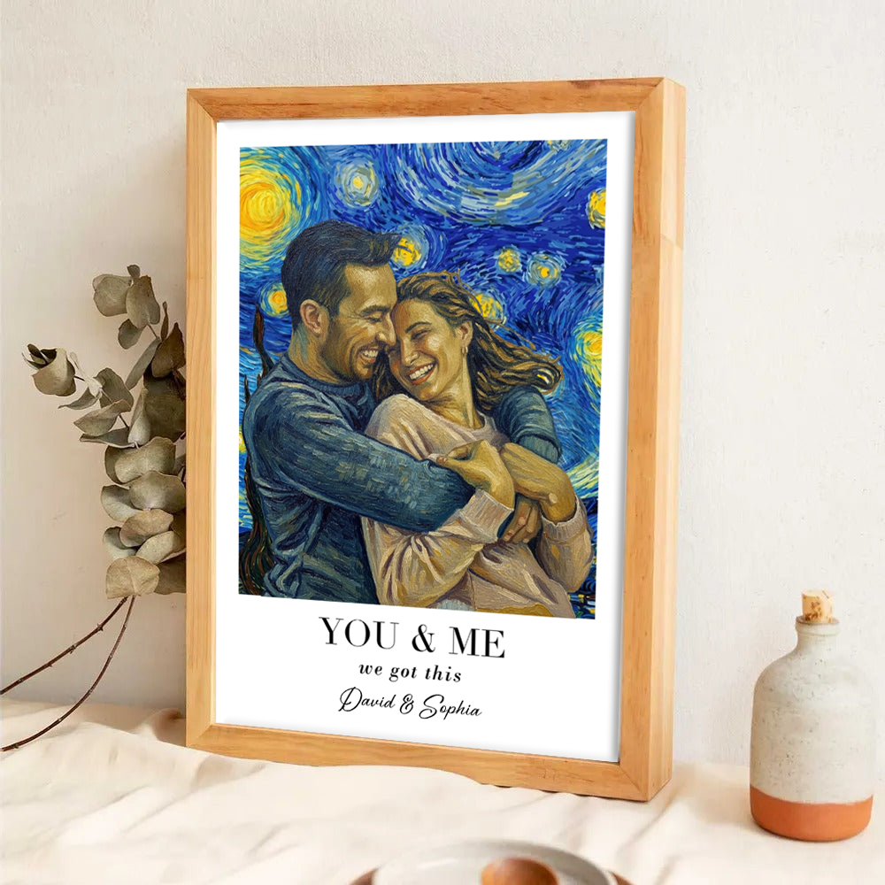 Custom Photo Van Gogh Wall Art You & Me We Got This - Personalized Canvas Prints - Gift For Her/Him, Husband/Wife, Couples on Anniversary, Valentine's Day