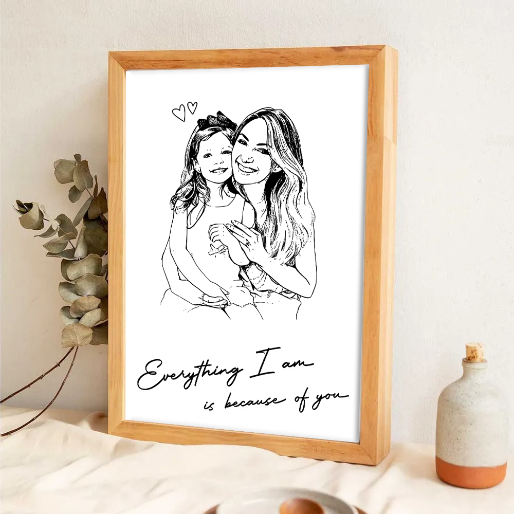 Custom Photo Mom Everything I Am Is Because Of You - Personalized Canvas Prints - Mother's Day Gift For Mum, Mom, Grandma, Wife