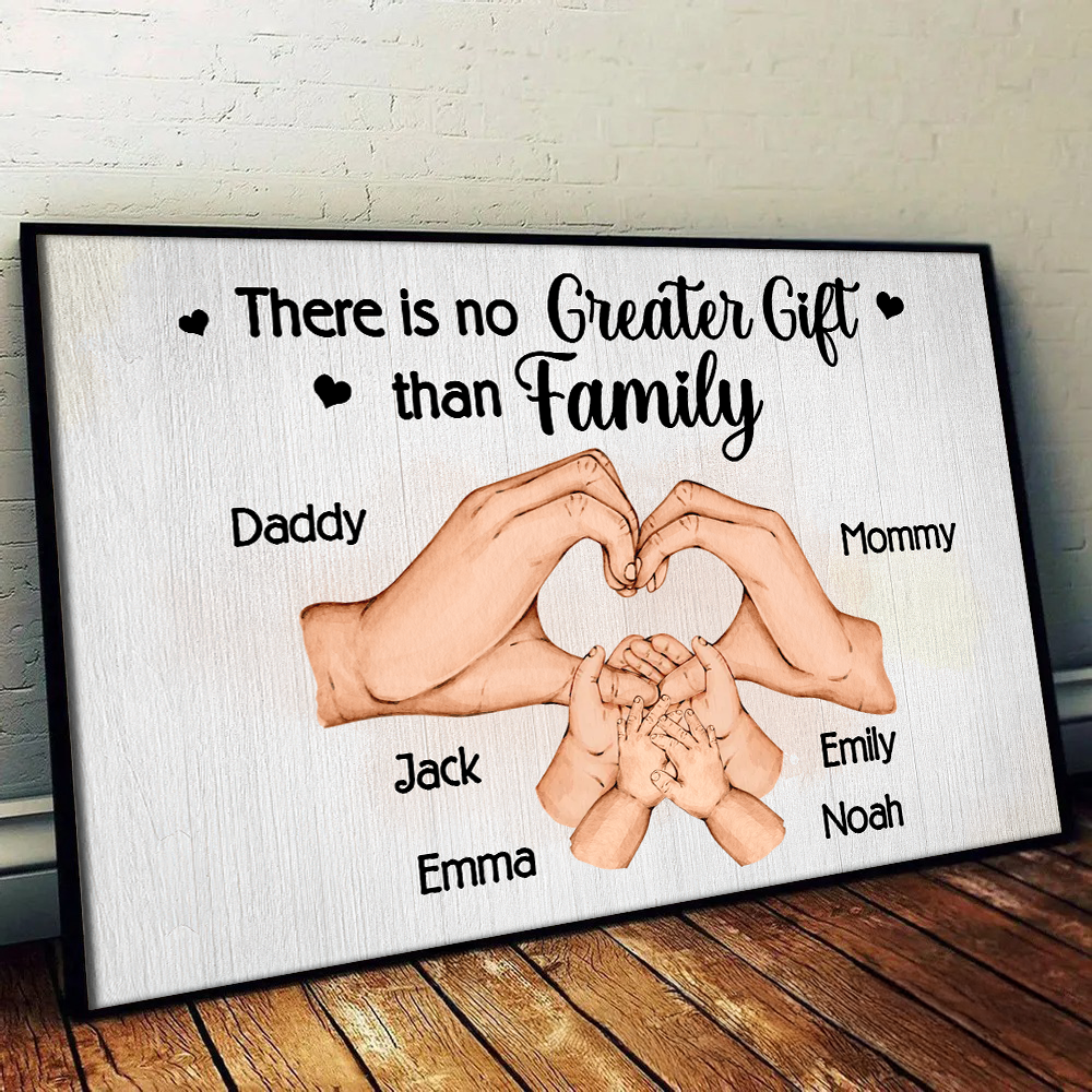 Family Hand Heart - Personalized Canvas Prints - Gift For Mom, Dad, Family, Wife, Husband
