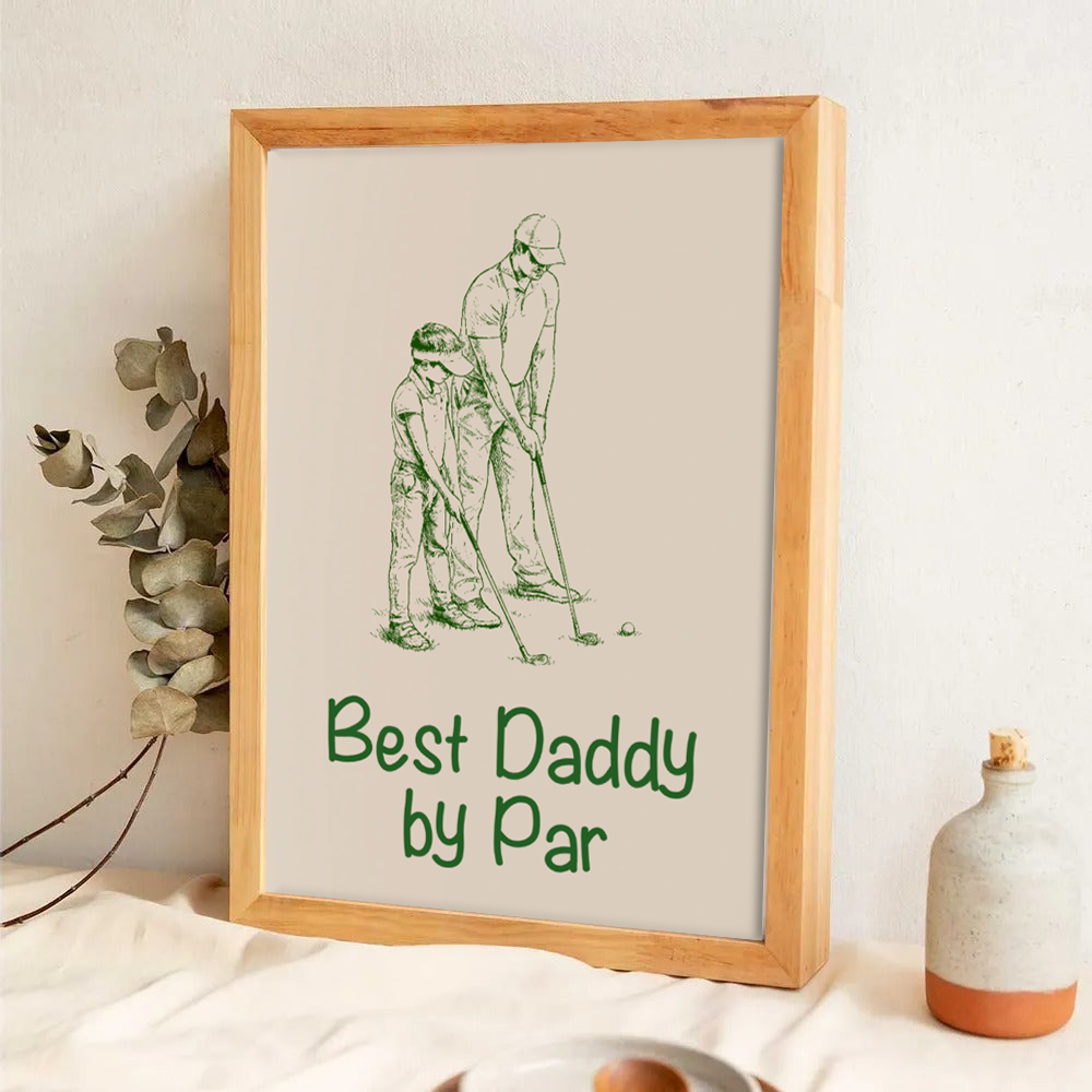 Custom Photo Ink Drawing Best Dad Papa By Par - Personalized Canvas Prints - Father's Day Gift For Golfers, Golf Lovers
