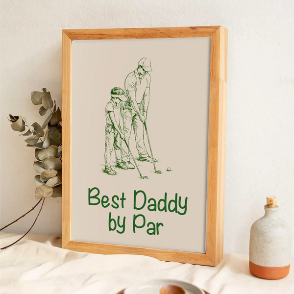Custom Photo Ink Drawing Best Dad Papa By Par - Personalized Canvas Prints - Father's Day Gift For Golfers, Golf Lovers