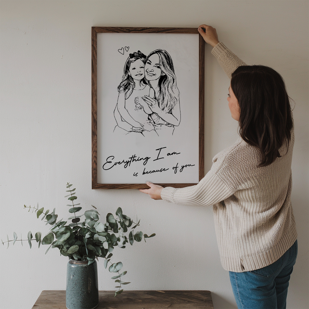 Custom Photo Mom Everything I Am Is Because Of You - Personalized Canvas Prints - Mother's Day Gift For Mum, Mom, Grandma, Wife