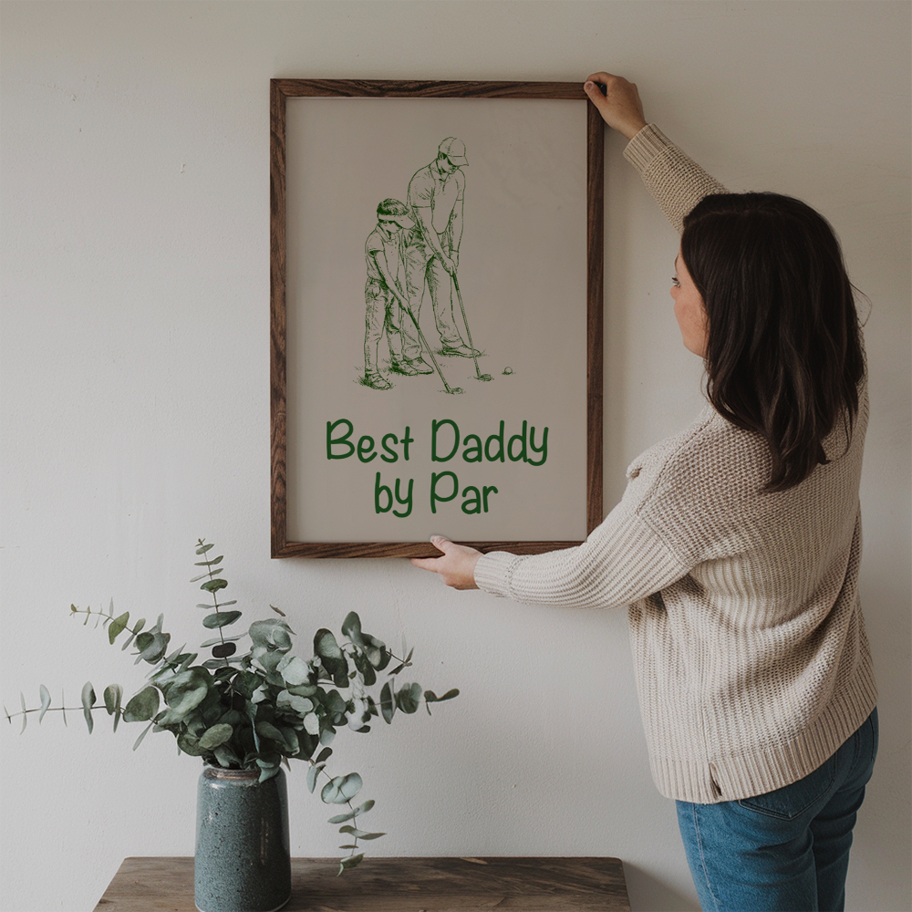 Custom Photo Ink Drawing Best Dad Papa By Par - Personalized Canvas Prints - Father's Day Gift For Golfers, Golf Lovers