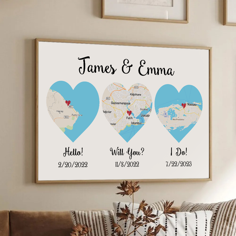 Hello - Will You - I Do - Custom Wall Art/Canvas Prints - Personalized Gift For Couples, Boyfriend, Girlfriend | Valentine, Anniversary, Birthday