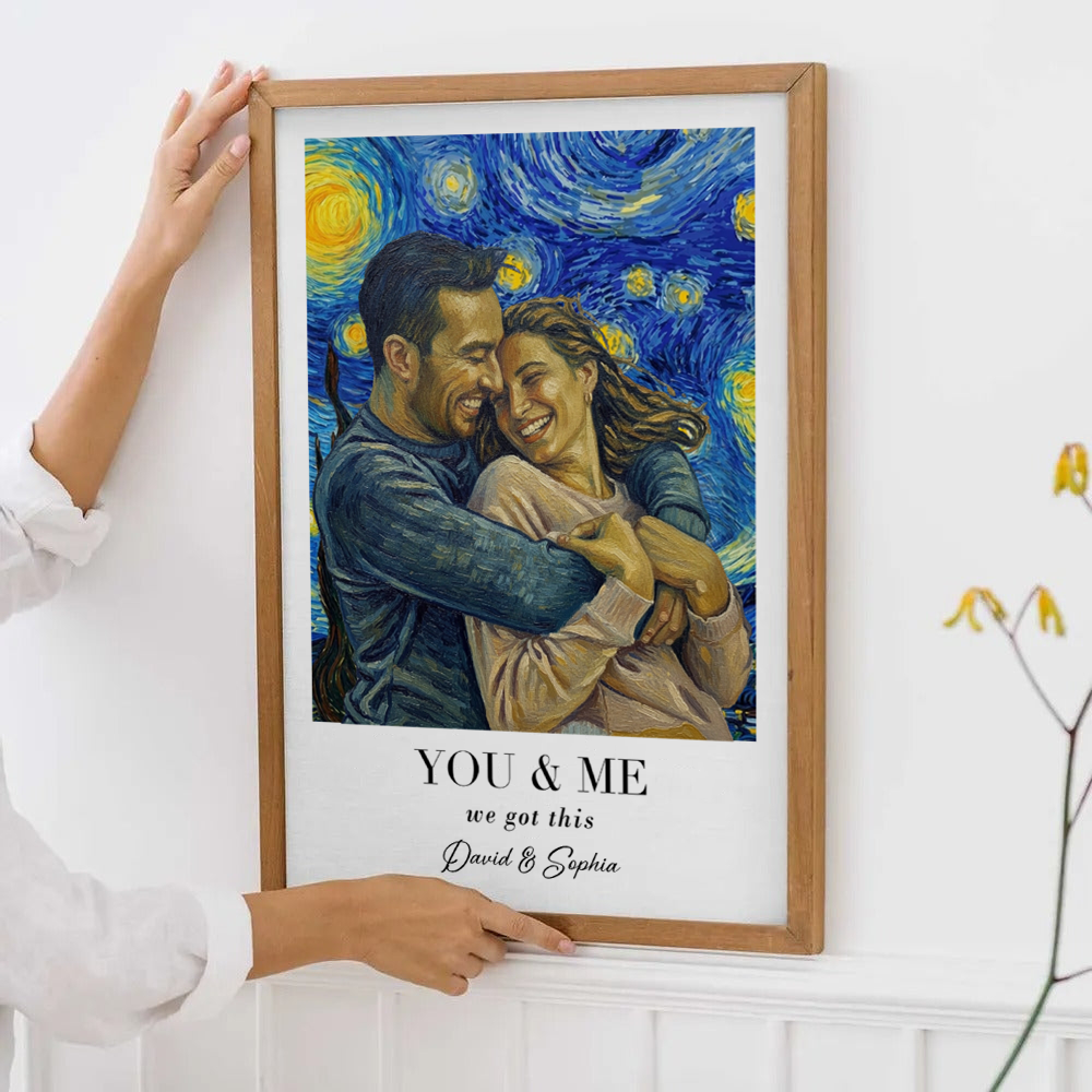 Custom Photo Van Gogh Wall Art You & Me We Got This - Personalized Canvas Prints - Gift For Her/Him, Husband/Wife, Couples on Anniversary, Valentine's Day