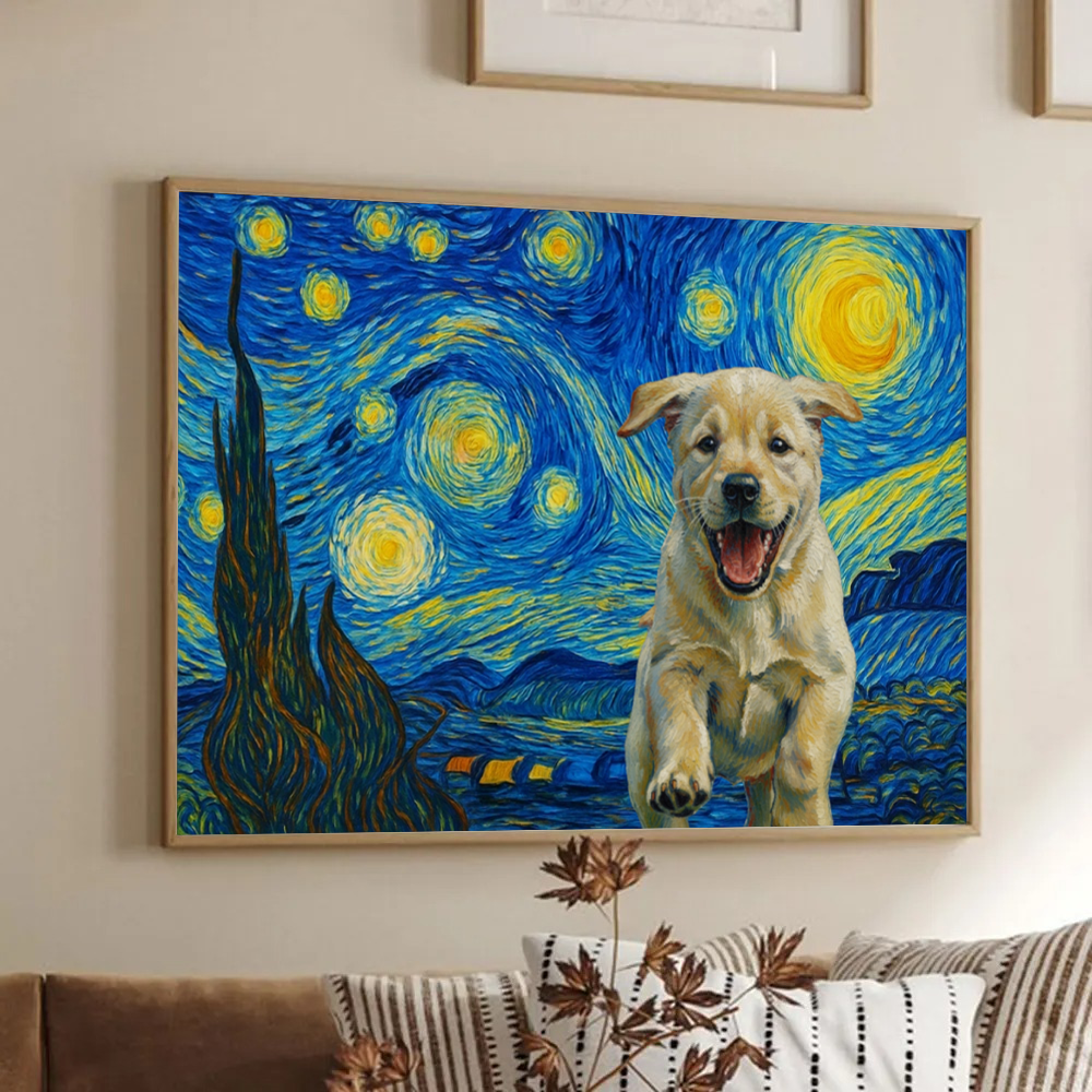 Custom Photo Starry Night Dog Cat Pet - Personalized Canvas Prints - Gift for Dog/Cat Lovers, Dog/Cat Mom, Pet Lovers