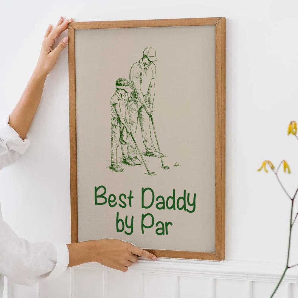Custom Photo Ink Drawing Best Dad Papa By Par - Personalized Canvas Prints - Father's Day Gift For Golfers, Golf Lovers