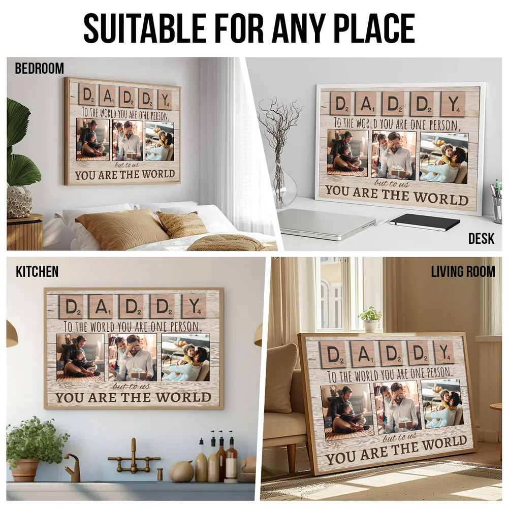 Daddy To The World You Are One Person But To Us You Are The World - Personalized Canvas - Gift For Mom, Dad, Mother's Day, Father's Day