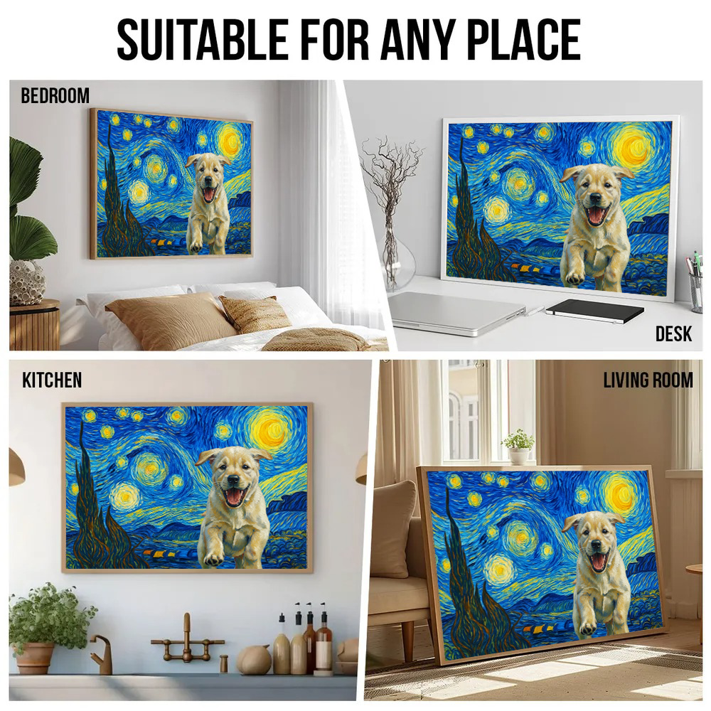 Custom Photo Starry Night Dog Cat Pet - Personalized Canvas Prints - Gift for Dog/Cat Lovers, Dog/Cat Mom, Pet Lovers