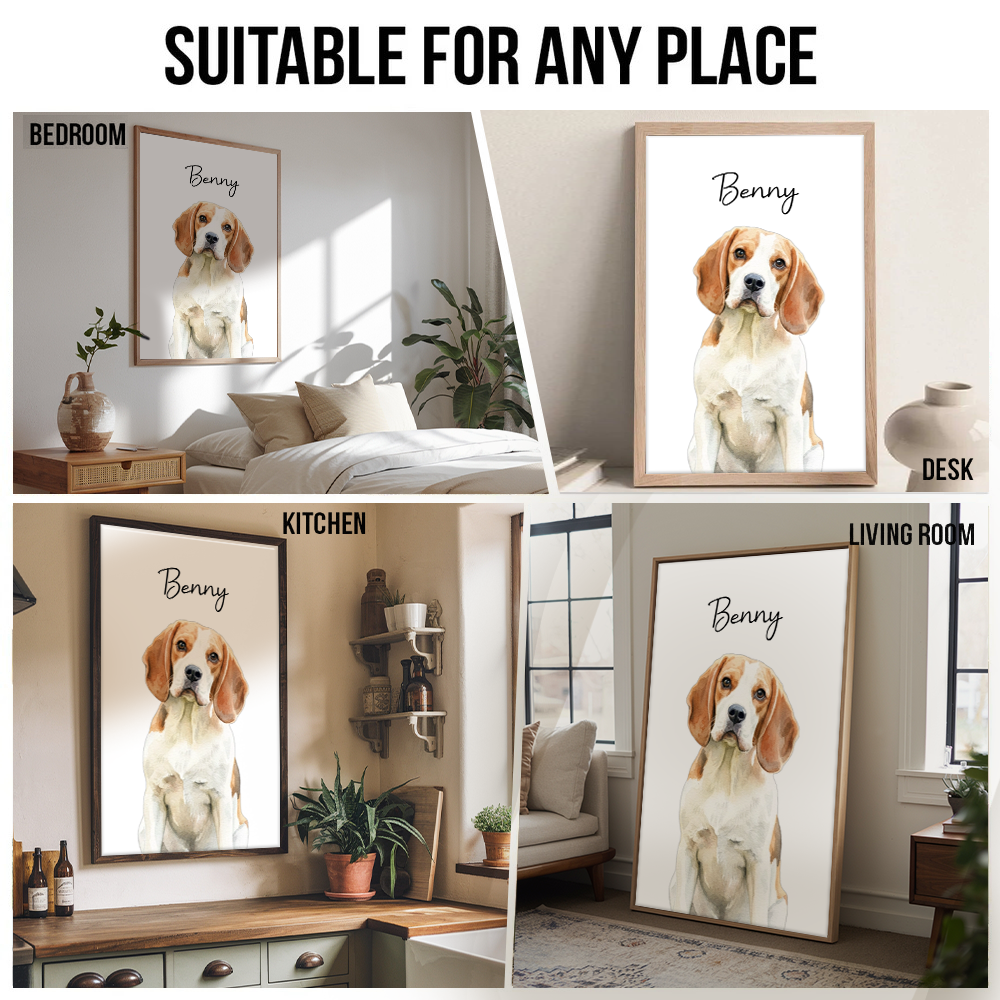 Custom Photo Realistic Watercolor Art Dog Cat Pet - Personalized Canvas Prints - Gifts for Dog Lovers, Cat Lovers, Pet Lovers