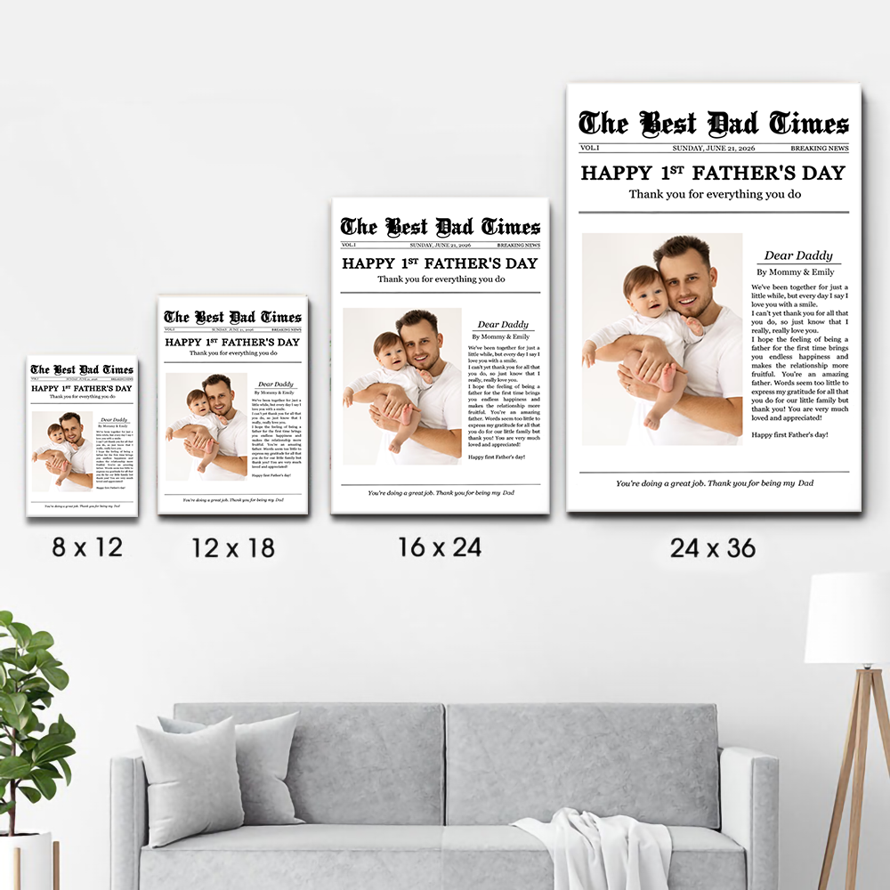 Happy 1st Father's Day Thank You For Everything - Personalized Canvas Prints - Father's Day Gift For New Dad, Daddy