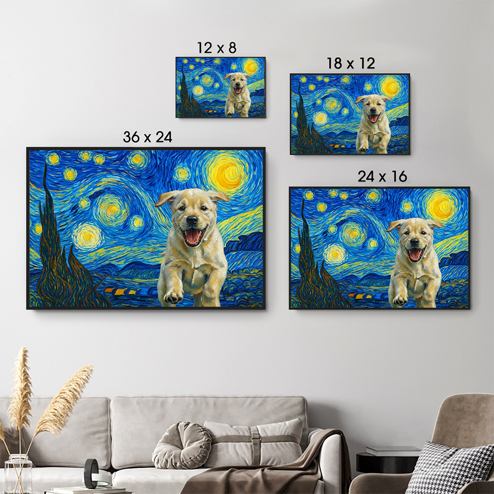 Custom Photo Starry Night Dog Cat Pet - Personalized Canvas Prints - Gift for Dog/Cat Lovers, Dog/Cat Mom, Pet Lovers