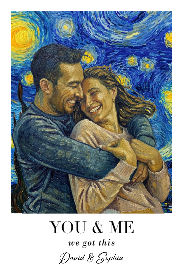 Custom Photo Van Gogh Wall Art You & Me We Got This - Personalized Canvas Prints - Gift For Her/Him, Husband/Wife, Couples on Anniversary, Valentine's Day