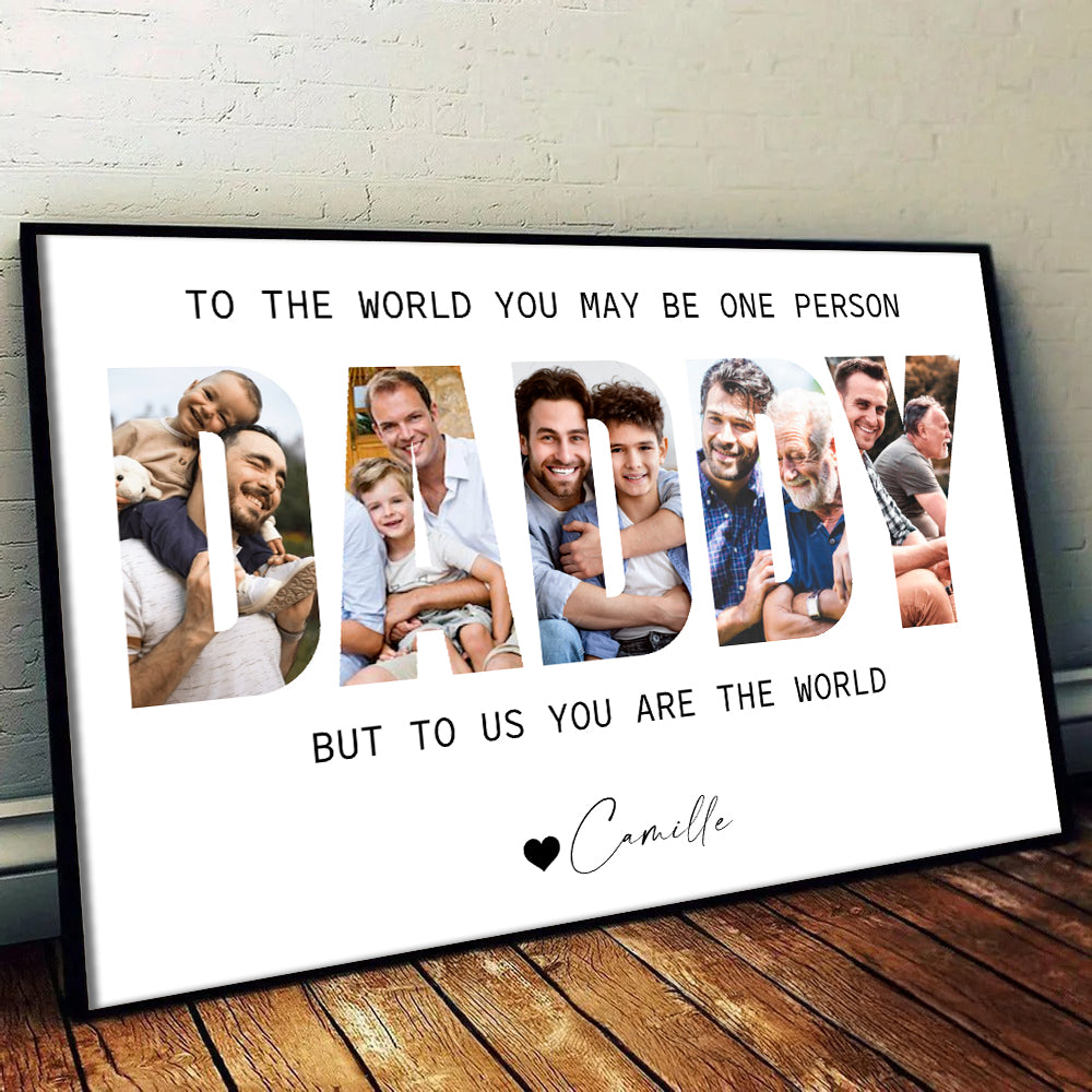 Custom Photo Daddy Photo Collage - Personalized Canvas - Father's Day Gift For Dad, Daddy