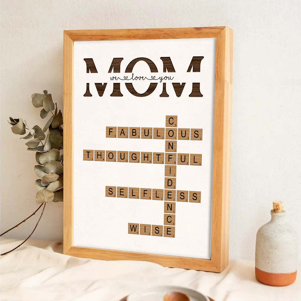 MOM Words Art Why We Love You Crossword Puzzle - Personalized Poster/Canvas - Gift For Gift For Mom, Mother&#39;s Day
