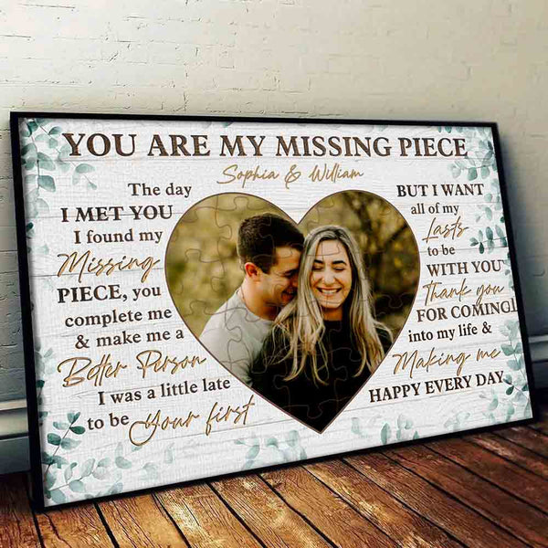 Custom Photo Couple You Are My Missing Piece - Personalized Canvas Prints - Gift For Her/Him, Husband/Wife, Couples on Anniversary, Valentine's Day