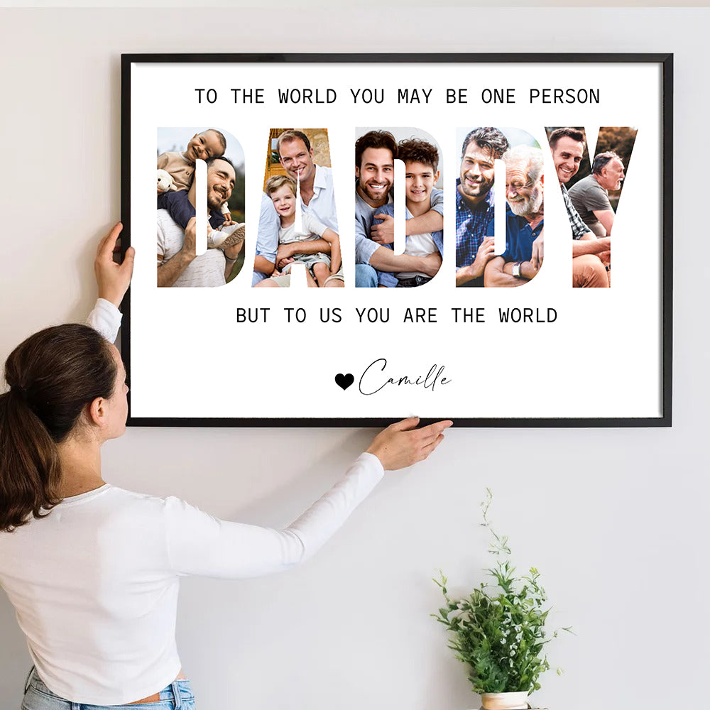 Custom Photo Daddy Photo Collage - Personalized Canvas - Father's Day Gift For Dad, Daddy