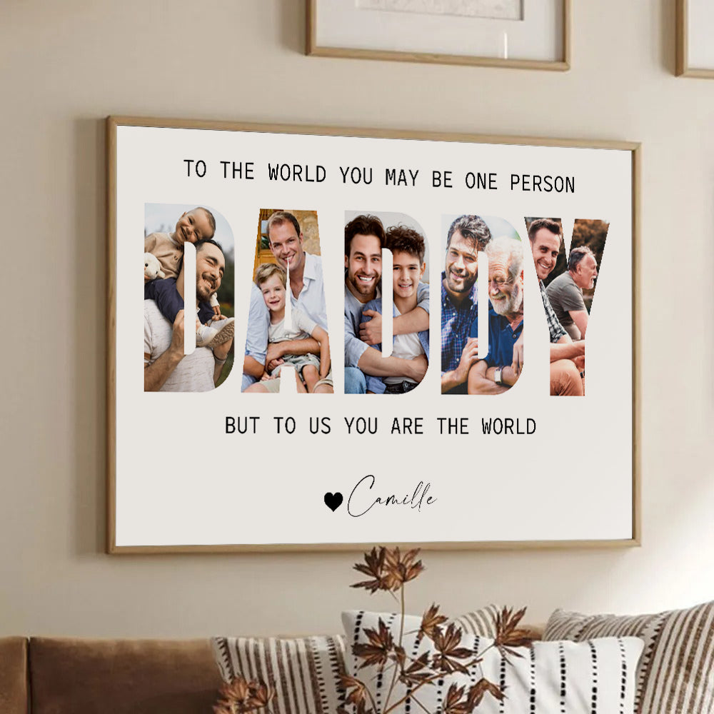 Custom Photo Daddy Photo Collage - Personalized Canvas - Father's Day Gift For Dad, Daddy