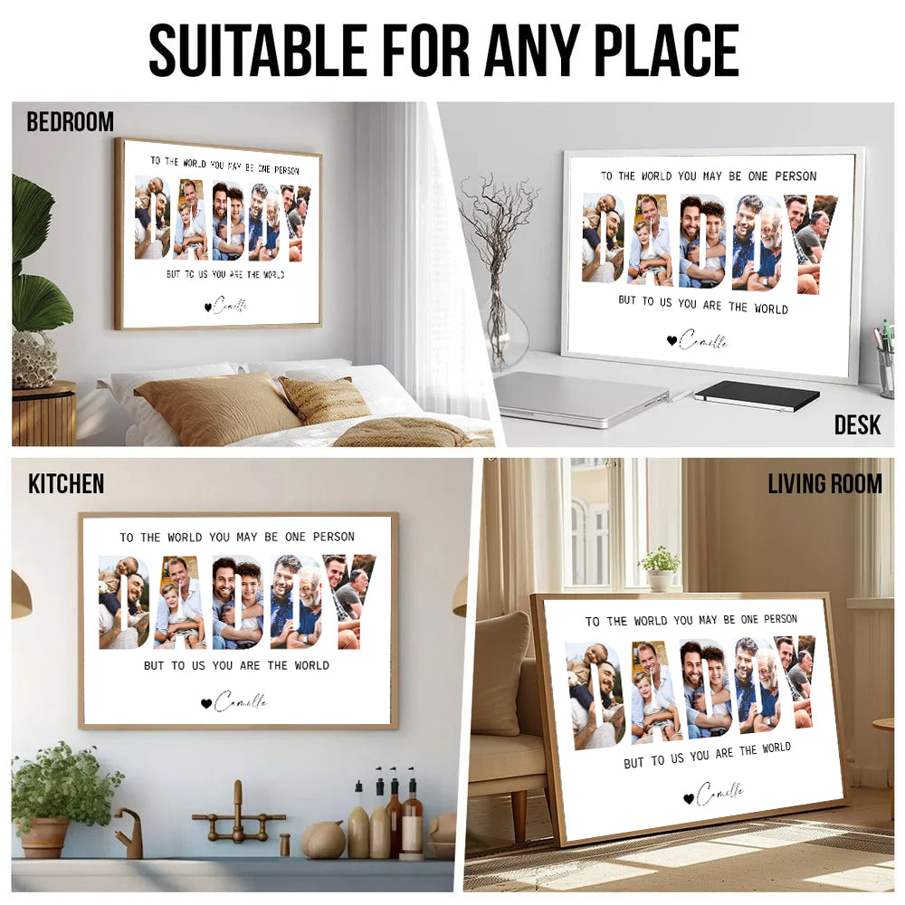 Custom Photo Daddy Photo Collage - Personalized Canvas - Father's Day Gift For Dad, Daddy