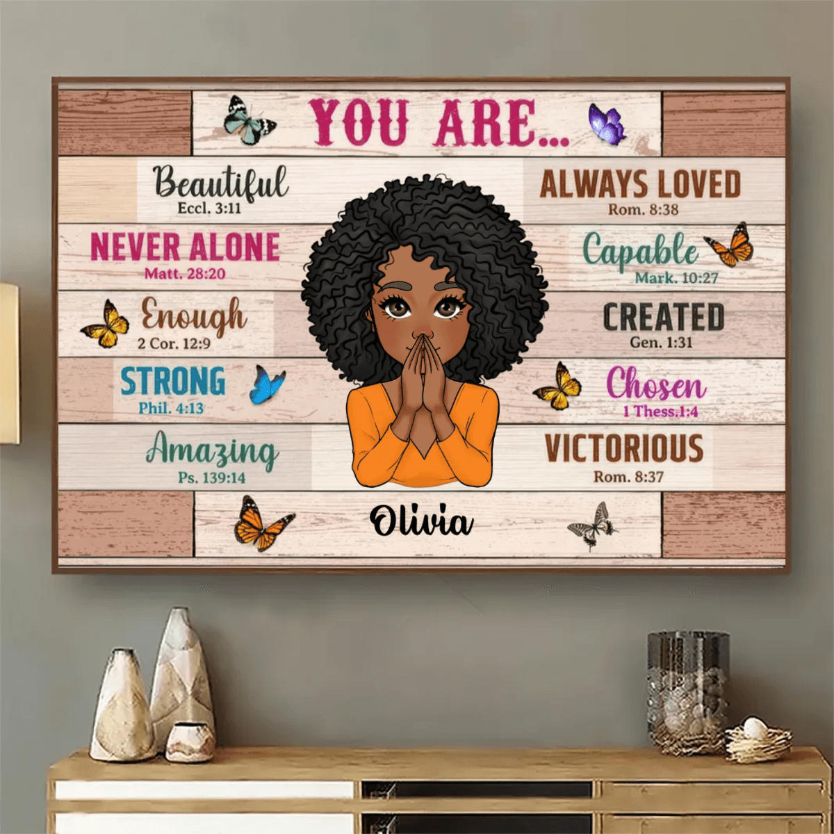 Custom Inspirational Wall Art - Bible Verses - Personalized Canvas - Gift for Women, Mom, Wife, Daughter, Girlfriend, Black History, Christian