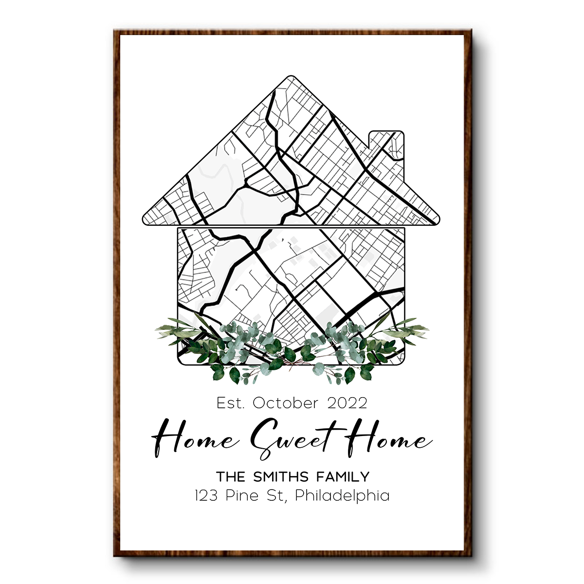 Custom Home Map, First Time Home Buyer, Personalized Housewarming Gift - Personalized Canvas Print