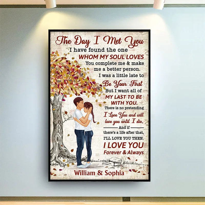 The Day I Met You - Personalized Vertical Canvas - Gift For Couple, Husband, Wife, Anniversary