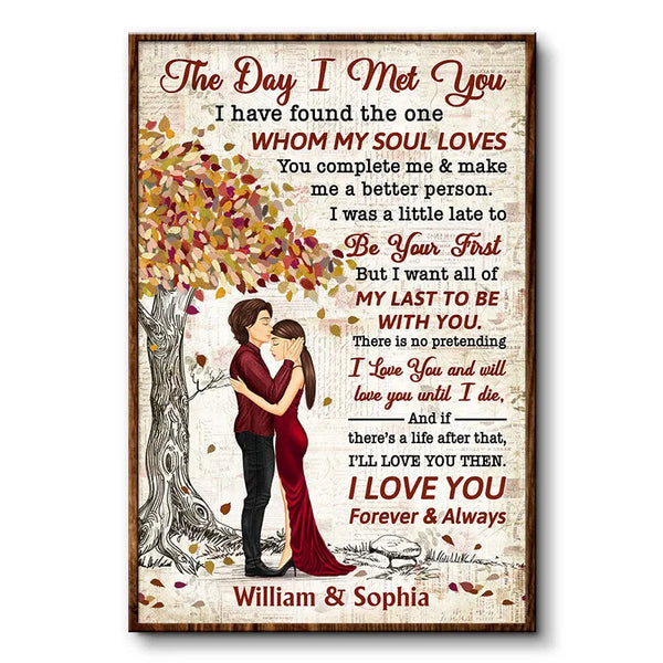 The Day I Met You - Personalized Vertical Canvas - Gift For Couple, Husband, Wife, Anniversary