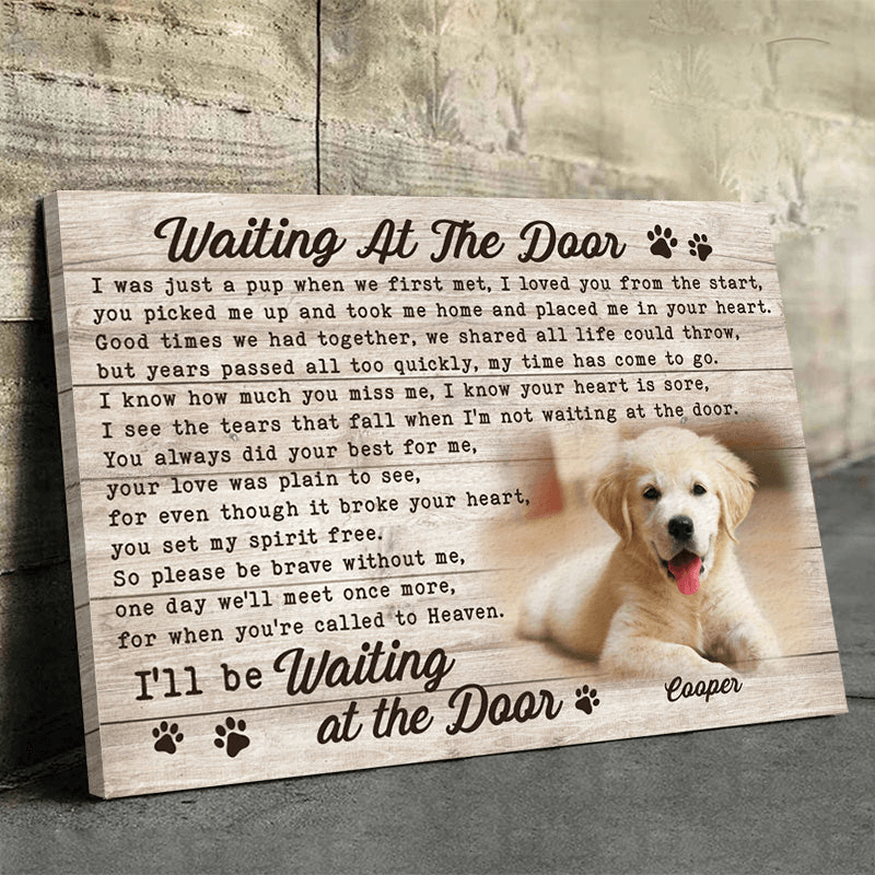 Custom Photo Memorial Pet Waiting At The Door - Personalized Wrapped Canvas | Sympathy, Bereavement, Condolence Gift for Pet Loss, Dog &amp; Cat Lover