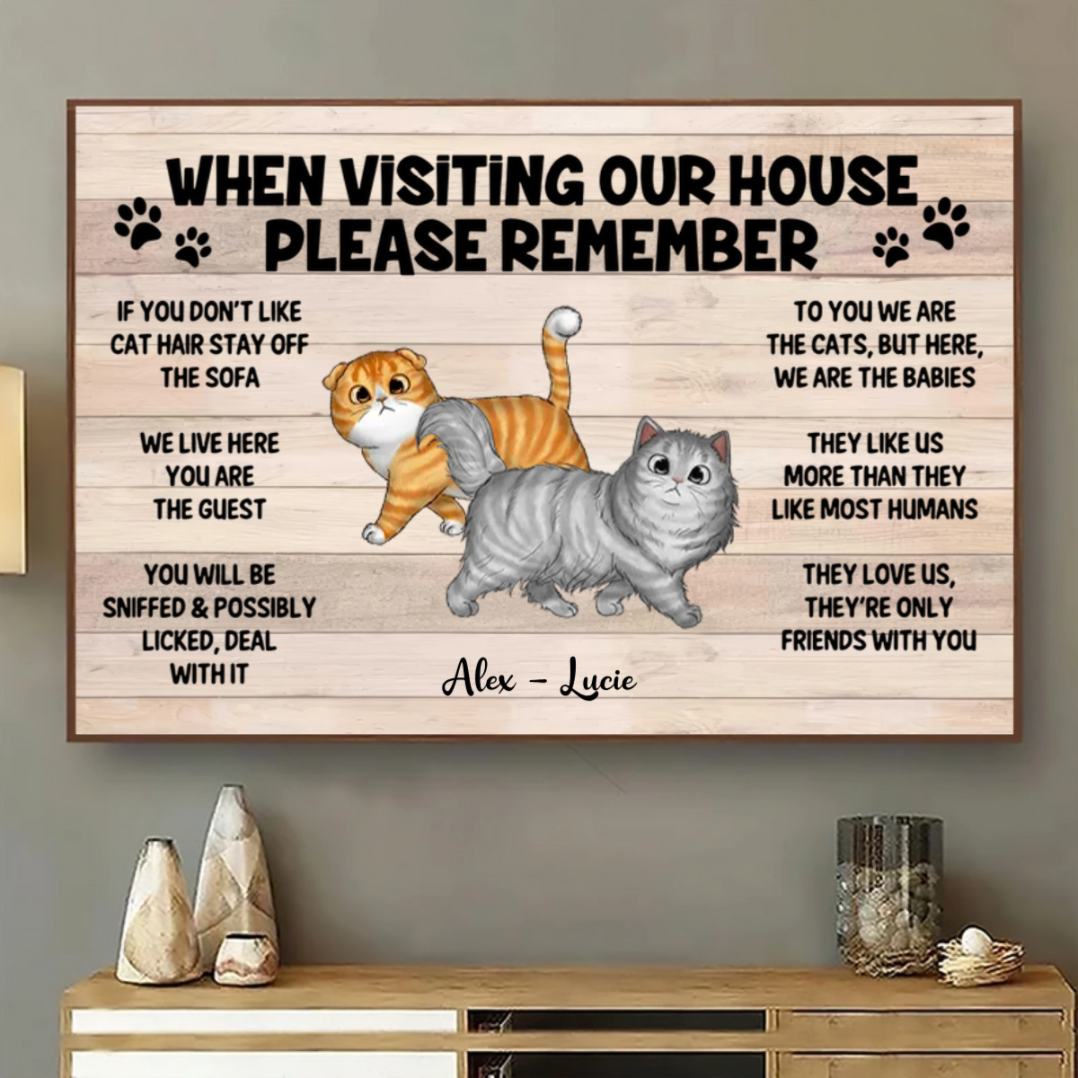 Please Remember When Visiting Cats House - Personalized Canvas - Gift for Cat Lovers, Pet Lovers, Cat Mom, Cat Dad