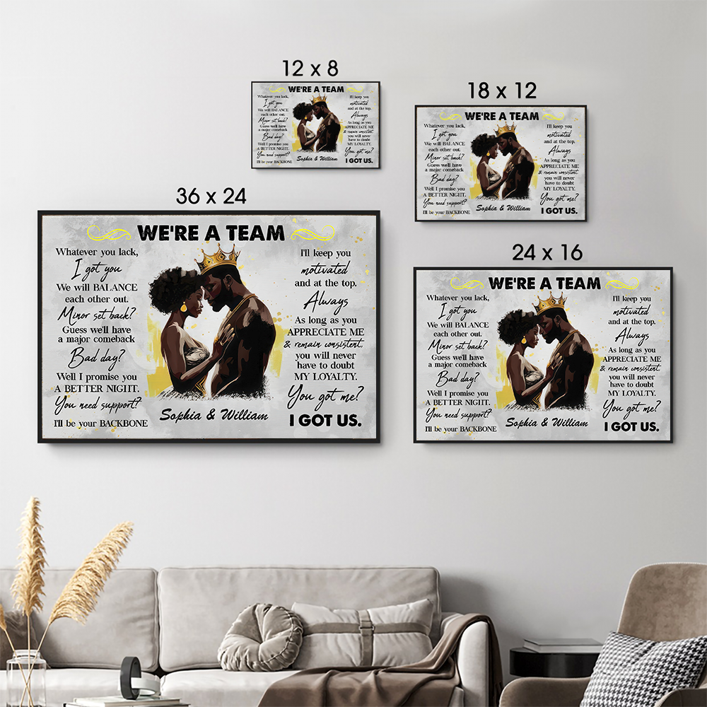 Custom Photo We're A Team - Personalized Canvas - Gift For Valentine, Anniversary, Husband Wife, Her/Him, Girlfriend, Boyfriend