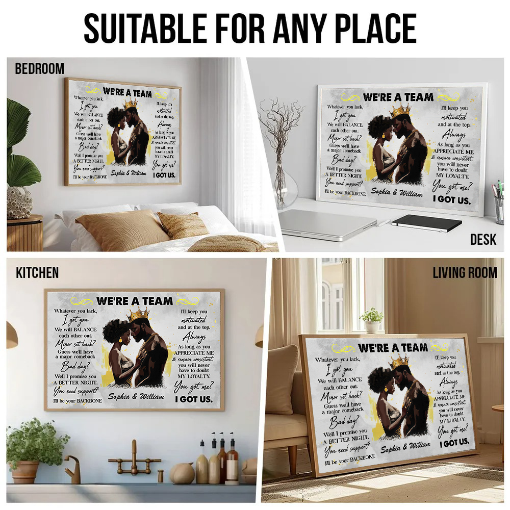 Custom Photo We're A Team - Personalized Canvas - Gift For Valentine, Anniversary, Husband Wife, Her/Him, Girlfriend, Boyfriend