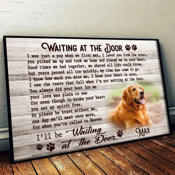 Custom Photo Memorial Pet Waiting At The Door - Personalized Canvas - Gift for Pet Loss, Sympathy Gift for Cat, Dog Lovers