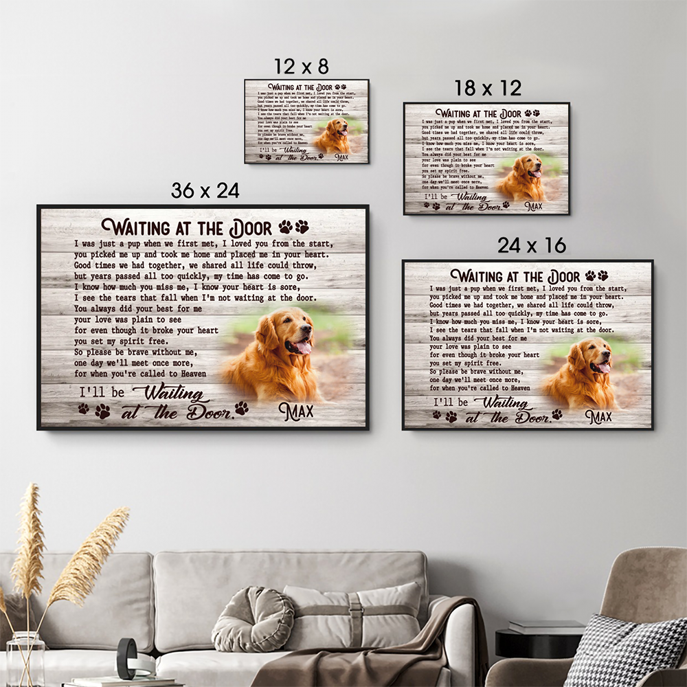 Custom Photo Memorial Pet Waiting At The Door - Personalized Canvas - Gift for Pet Loss, Sympathy Gift for Cat, Dog Lovers