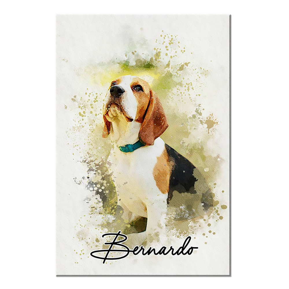 Custom Photo Watercolor Pet - Personalized Canvas Print - Gift for Dog Lovers, Cat Lovers, Pet Lovers