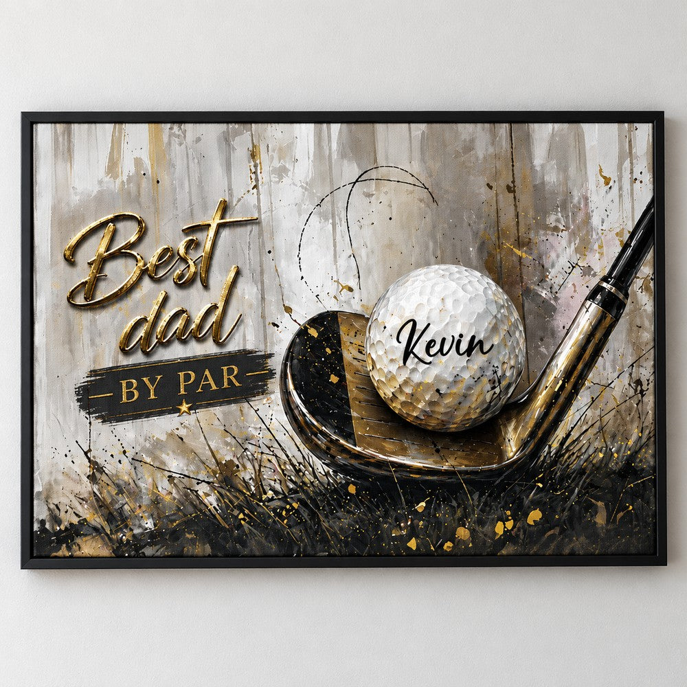 Close-up detail of canvas texture and personalized golf ball print
