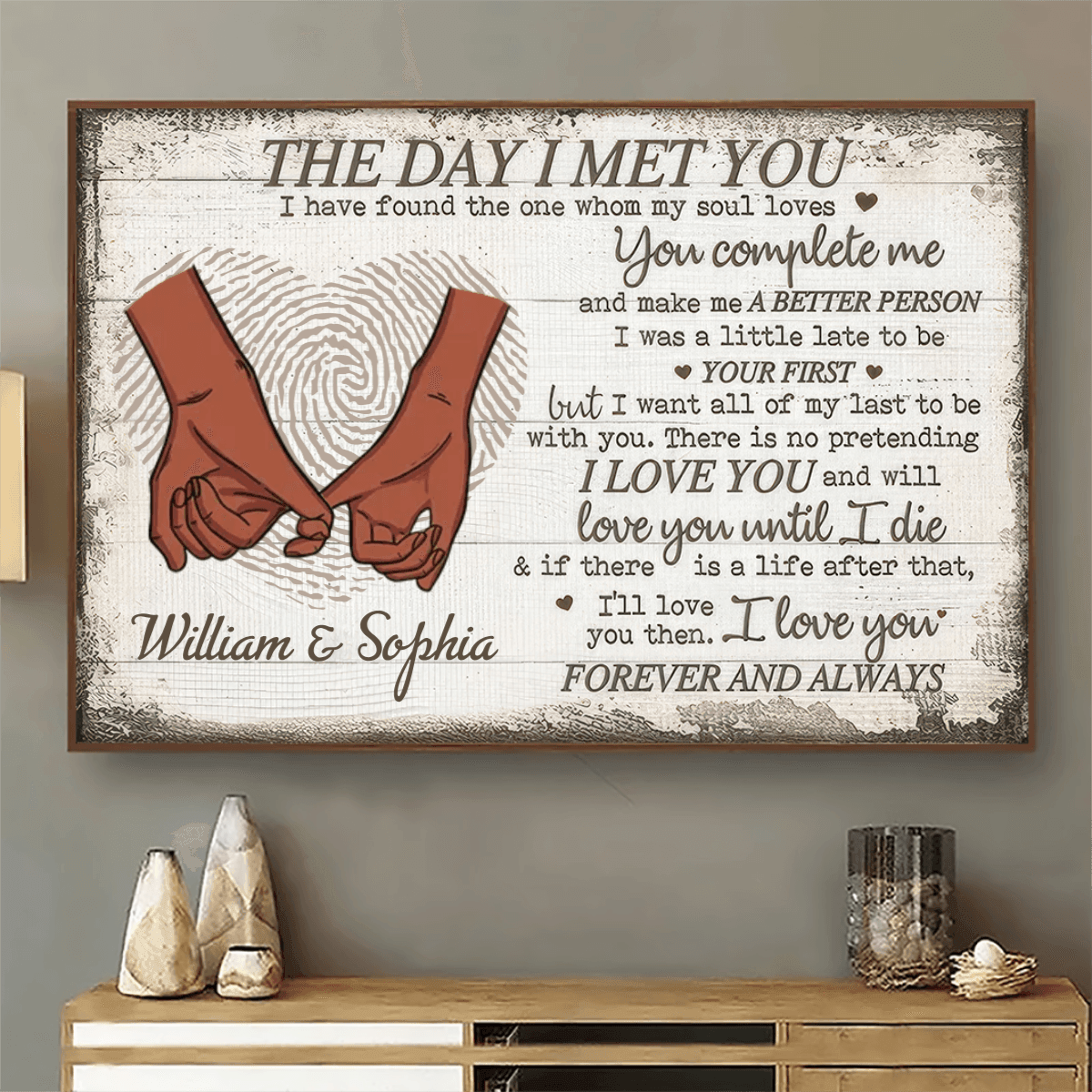 Custom Wall Art for Couple - The Day I Met You - Personalized Gift For Valentine, Girlfriend, Boyfriend, Husband, Wife