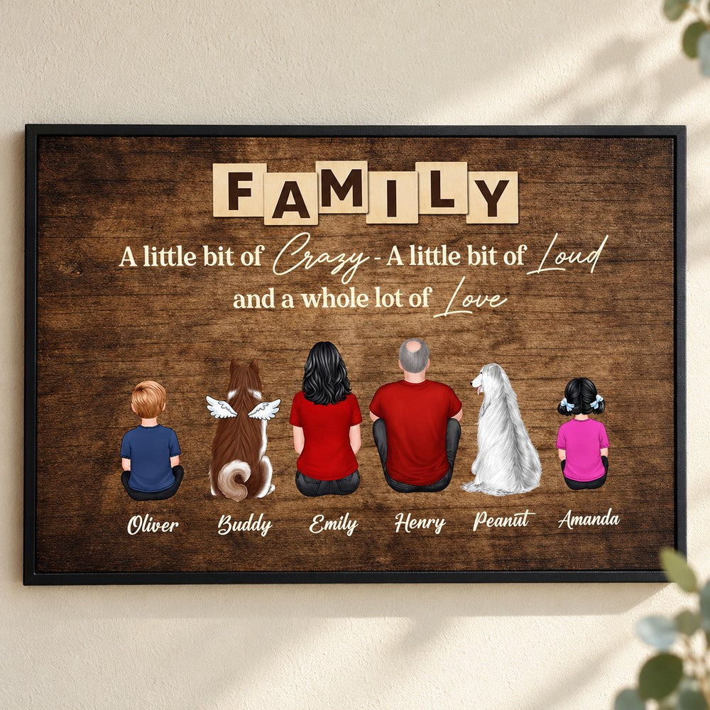 Brothers and sisters family personalized canvas wall art displayed on a neutral home wall