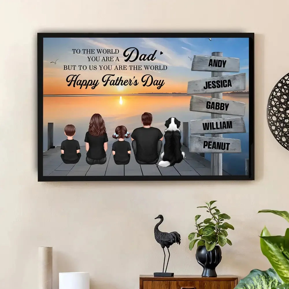 Custom Back View Family - Personalized Canvas - Gift For Family Members, Mom and Dad