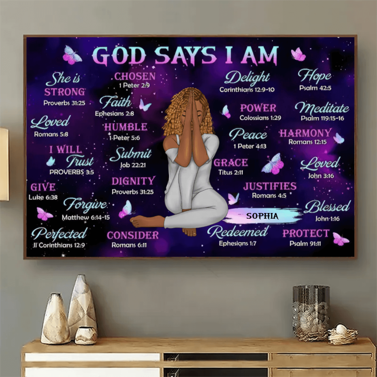 God Says I Am - Custom Canvas - Personalized Gift for Christian Girl, Woman, Wife, Girlfriend
