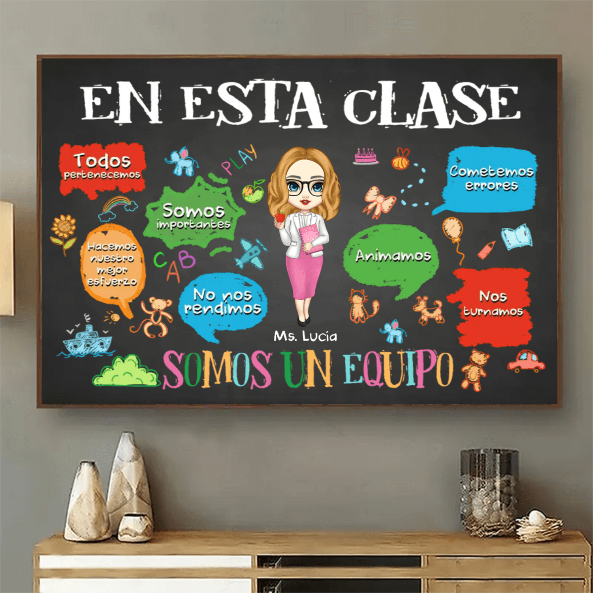[Spanish Version] In This Classroom We Are A Team - Personalized Poster - Back To School, 1st Day of School - Custom Gift For Teachers &amp; Educators, Classroom Decoration