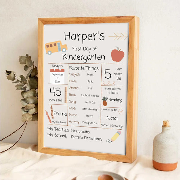 Back To School Sign - Personalized Vertical Canvas - Back To School Gift For Student Kids, Son, Daughter