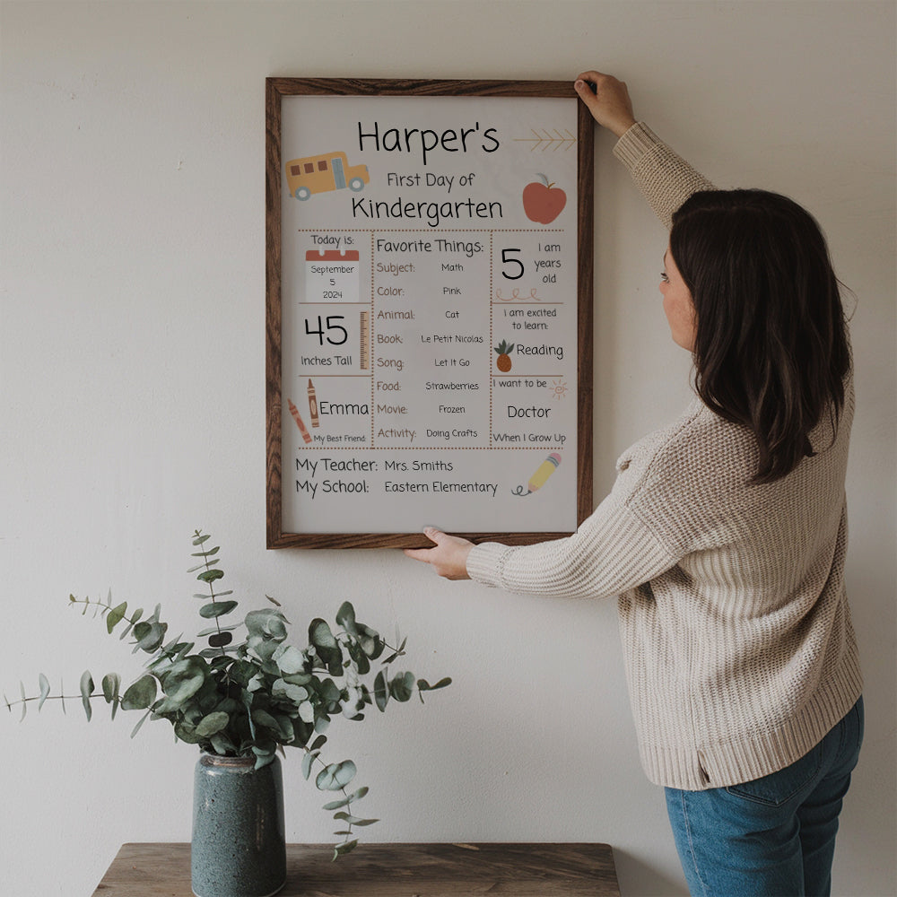 Back To School Sign - Personalized Vertical Canvas - Back To School Gift For Student Kids, Son, Daughter
