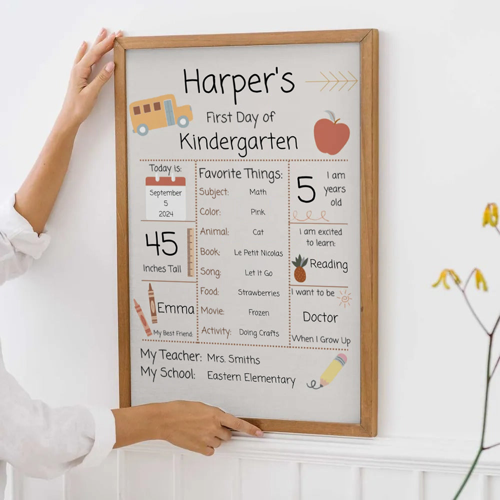 Back To School Sign - Personalized Vertical Canvas - Back To School Gift For Student Kids, Son, Daughter