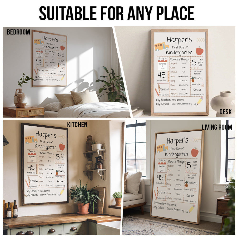 Back To School Sign - Personalized Vertical Canvas - Back To School Gift For Student Kids, Son, Daughter