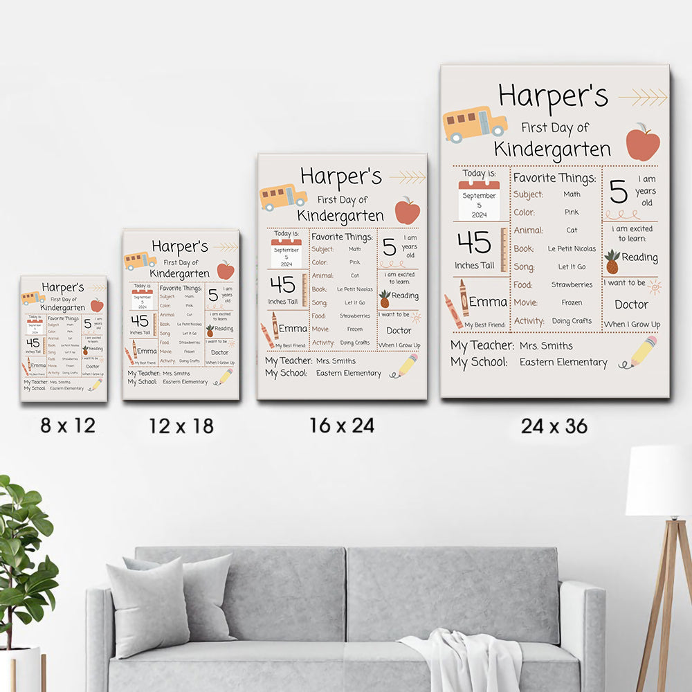 Back To School Sign - Personalized Vertical Canvas - Back To School Gift For Student Kids, Son, Daughter