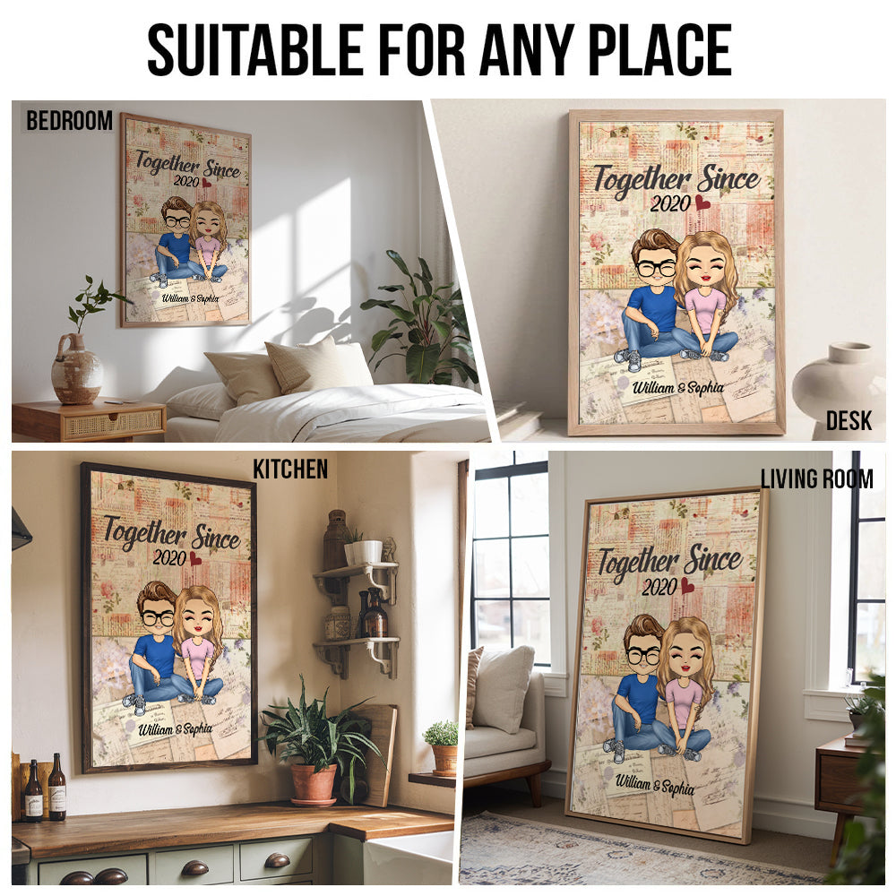 Together Since Husband Wife - Personalized Canvas Print - Gift For Her/Him, Husband/Wife, Couples on Anniversary, Valentine's Day